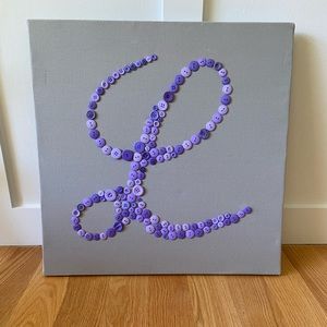 Cursive “L” Button Wall Canvas Nursery/Baby Room